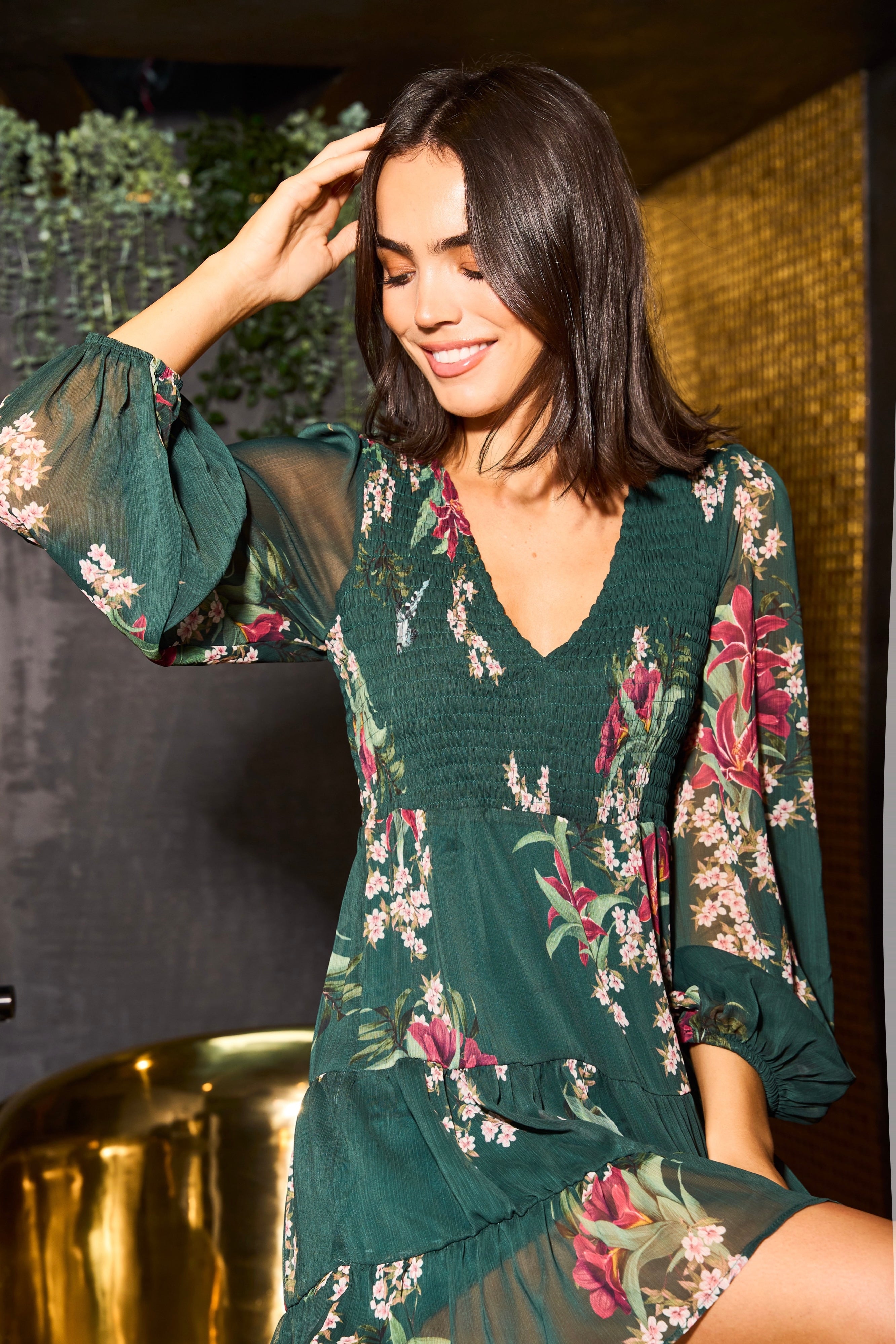 Floral Print Long Sleeve Dress – Urban Touch