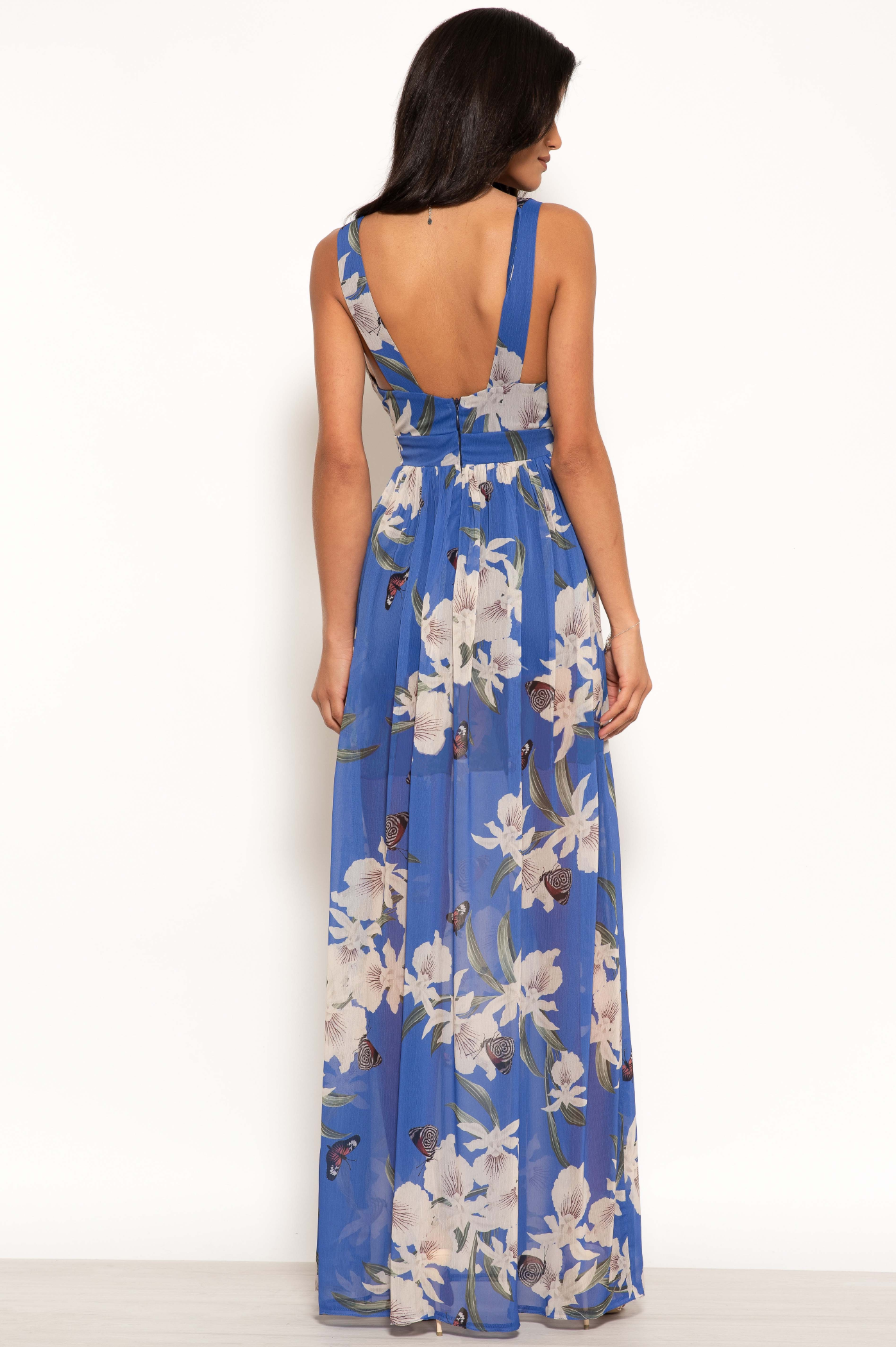 Luxe navy floral print belted dress best sale